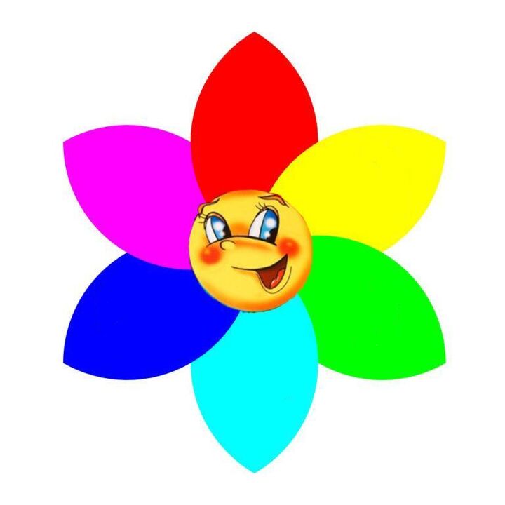 Värillisestä paperista valmistettu kukka, jossa on kuusi terälehteä, joista jokainen symboloi yksiruokavaliota